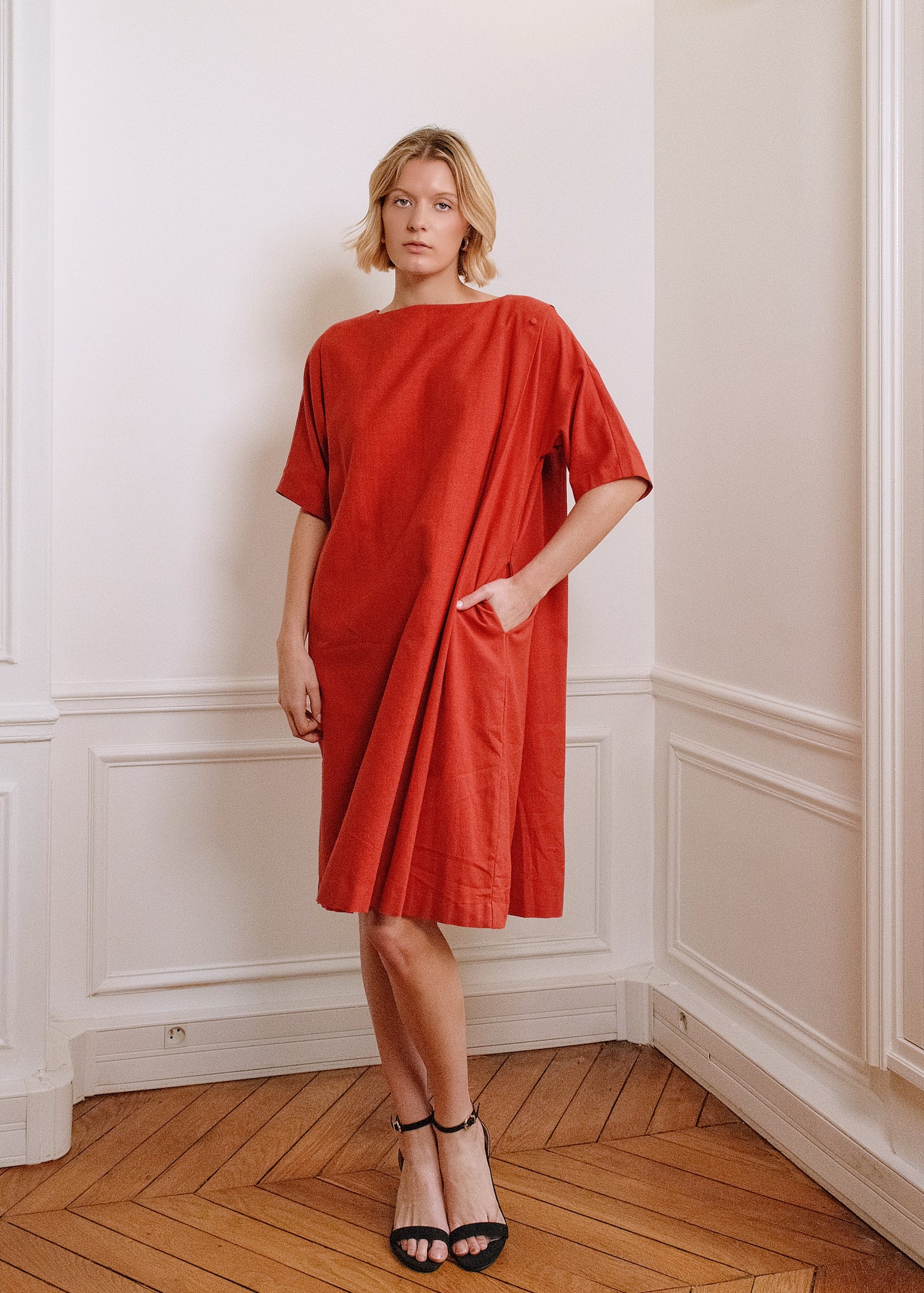 Kate Cotton Dress in orange
