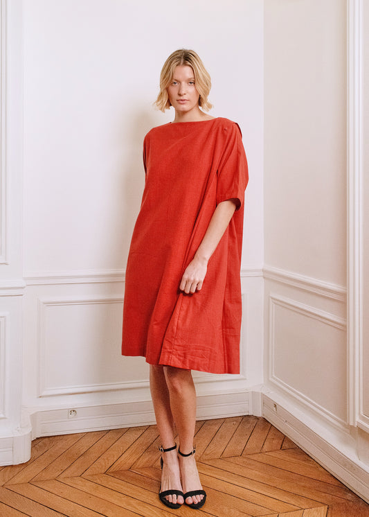 Kate Cotton Dress in orange