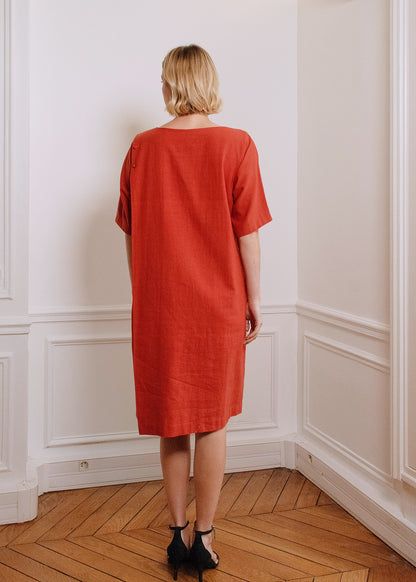 Kate Cotton Dress in orange