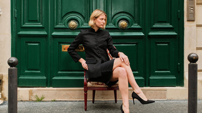 Anne Linen & Satin Jacket in black