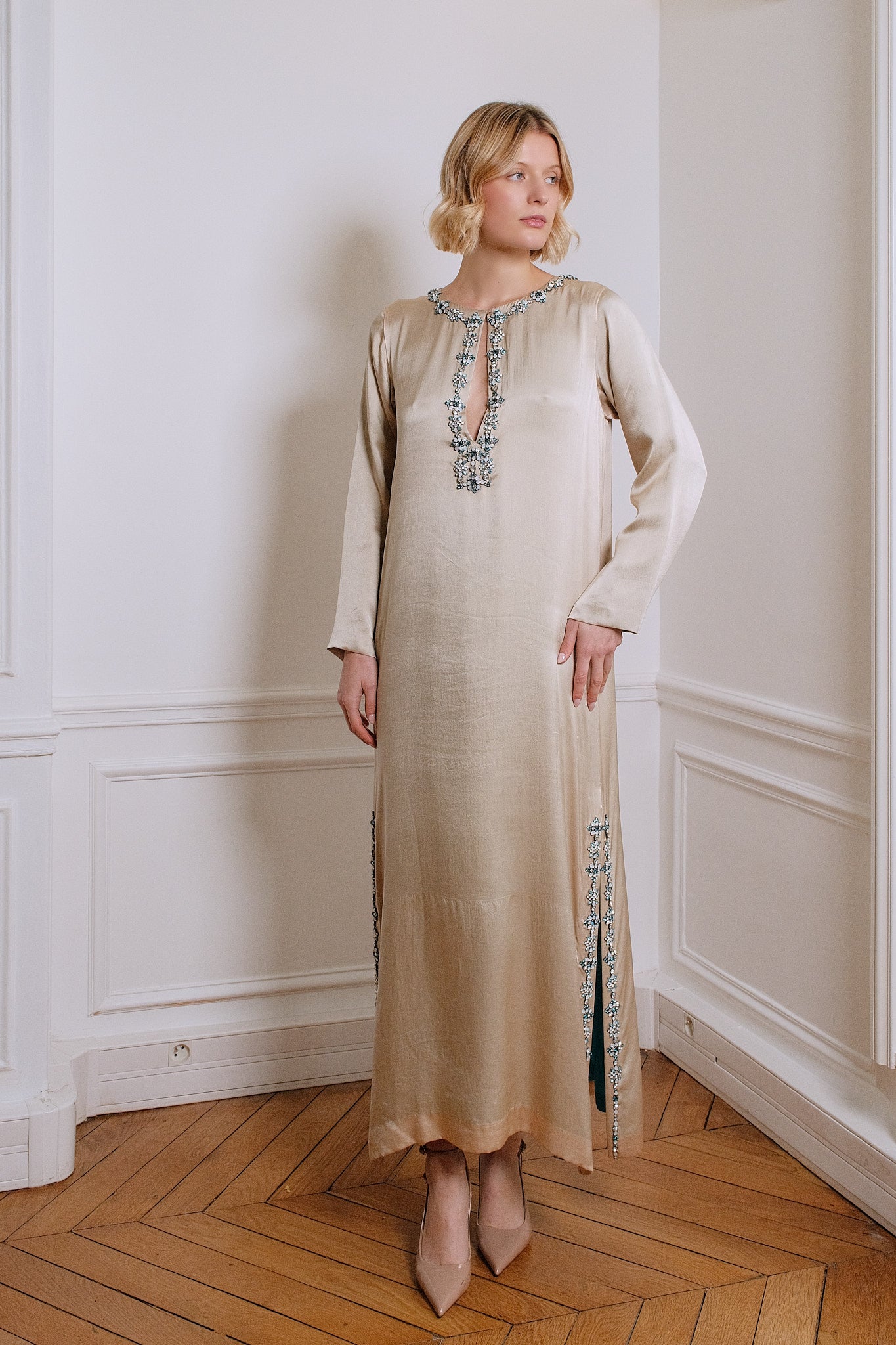 Catherine Cocktail Dress in beige