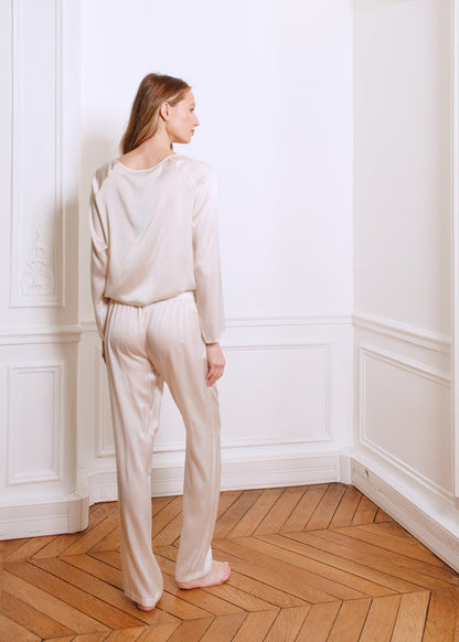 MARY SILK TOP WITH TROUSERS in off-white