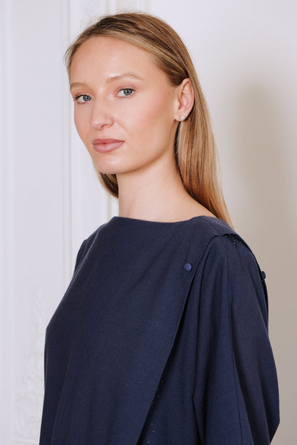 Kate Cotton Dress in Navy