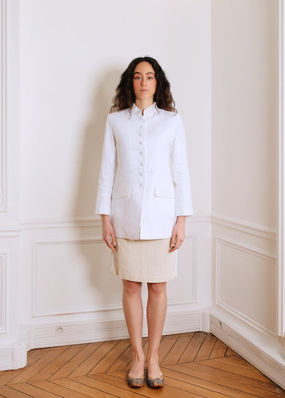 Anne Linen & Satin Jacket in off-white