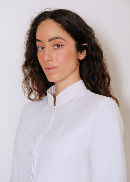 Anne Linen & Satin Jacket in off-white