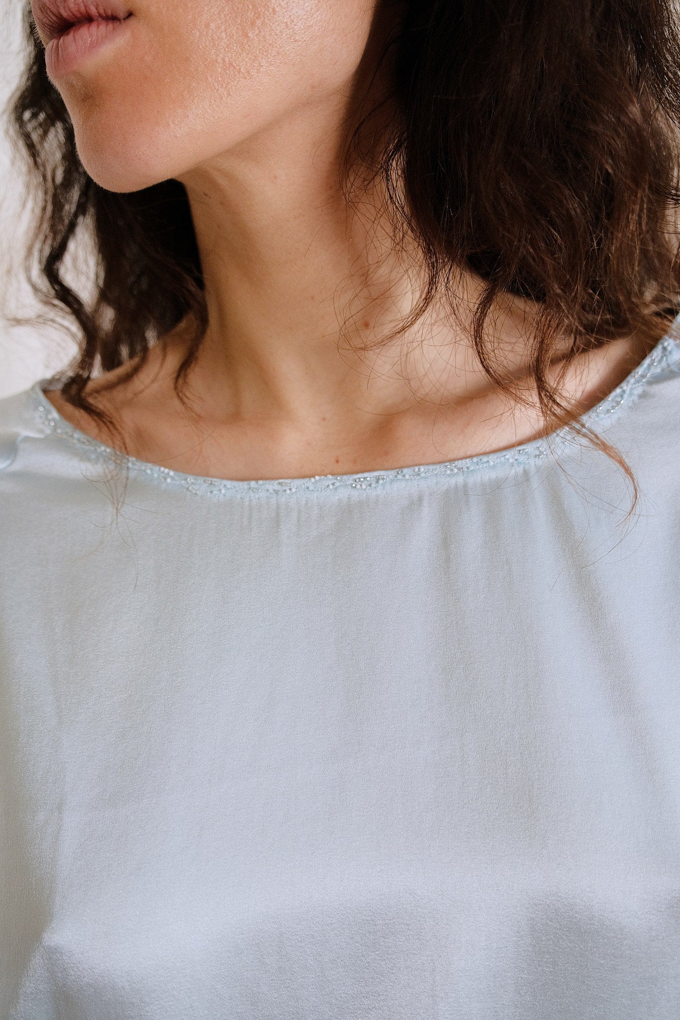 MARY SILK TOP WITH TROUSERS in blue
