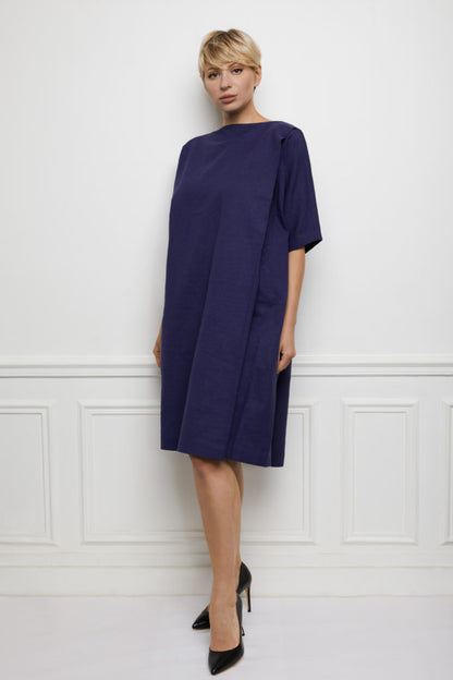 Kate Cotton Dress in Navy