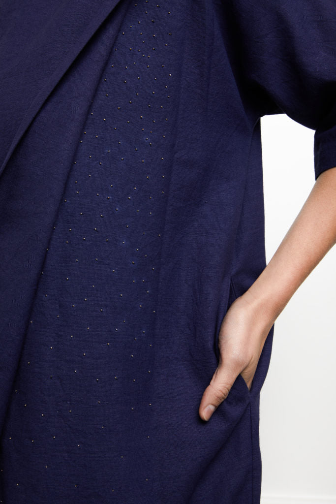 Kate Cotton Dress in Navy