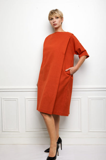 Kate Cotton Dress in orange