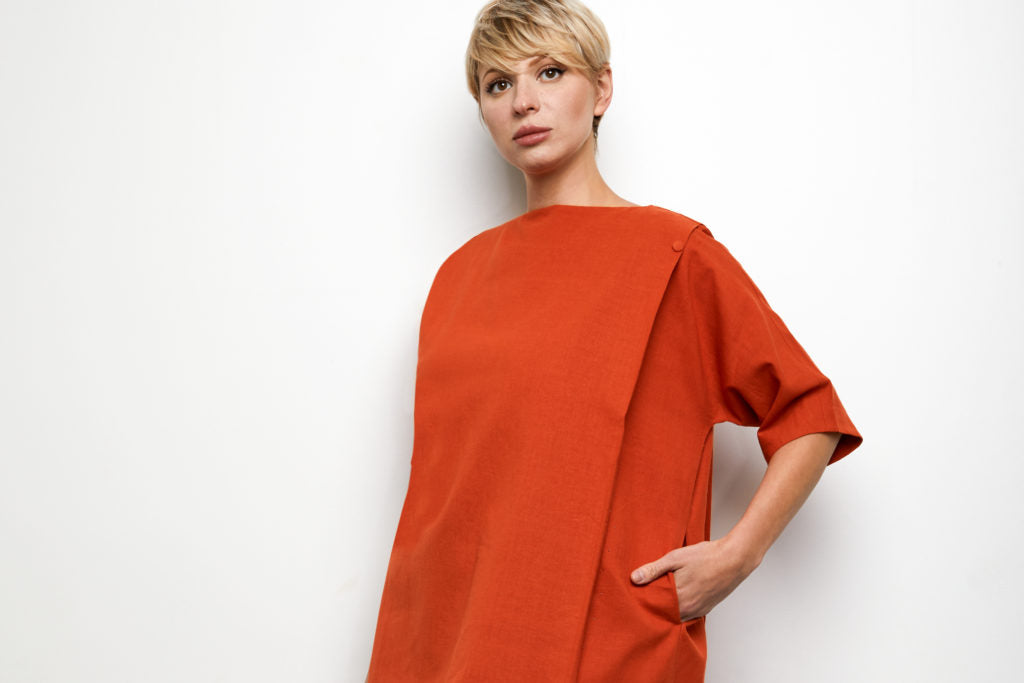 Kate Cotton Dress in orange