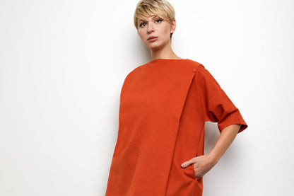 Kate Cotton Dress in orange