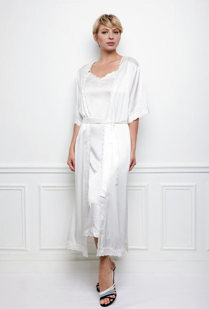 Marilyn Silk Night Robe in white